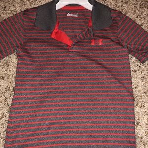 Red and grey under armour heat gear polo